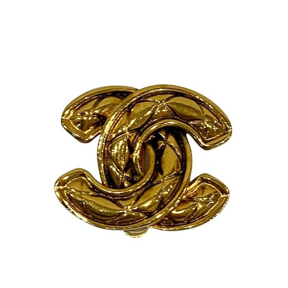 CHANEL Vintage Gold Logo Earrings - Picture 2 of 12